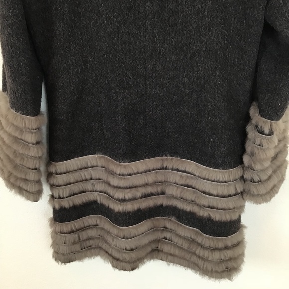 Barney’s New York Coat Jacket Brown M Wool Fur - Picture 4 of 8